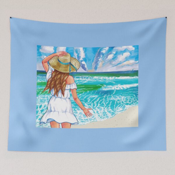 Item preview, Young beautiful girl in a hat by the sea. designed and sold by Colibri77.