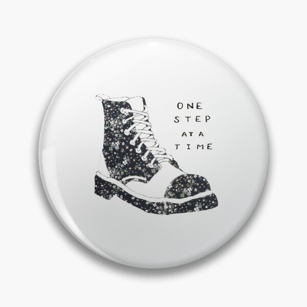 Item preview, One Step At A Time Inspirational Quote Floral Black designed and sold by faithful-ink.