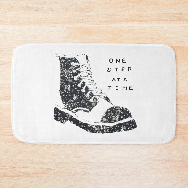 Item preview, One Step At A Time Inspirational Quote Floral Black designed and sold by faithful-ink.
