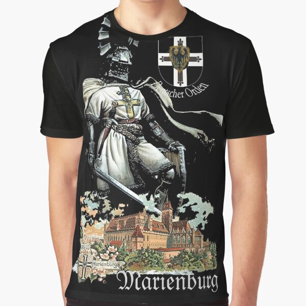 Teutonic Knight with coat of arms and Marienburg Castle  Graphic T-Shirt