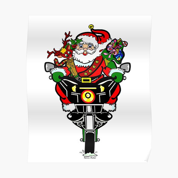 Biker Santa Posters for Sale | Redbubble