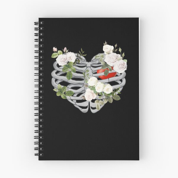 Item preview, Skeleton rib heart, white roses, Broken, heart, watercolor design, heart disease awareness designed and sold by Collagedream.