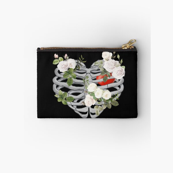 Item preview, Skeleton rib heart, white roses, Broken, heart, watercolor design, heart disease awareness designed and sold by Collagedream.