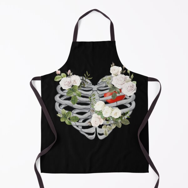 Item preview, Skeleton rib heart, white roses, Broken, heart, watercolor design, heart disease awareness designed and sold by Collagedream.
