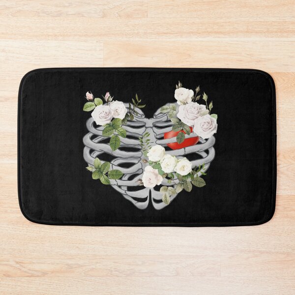 Item preview, Skeleton rib heart, white roses, Broken, heart, watercolor design, heart disease awareness designed and sold by Collagedream.