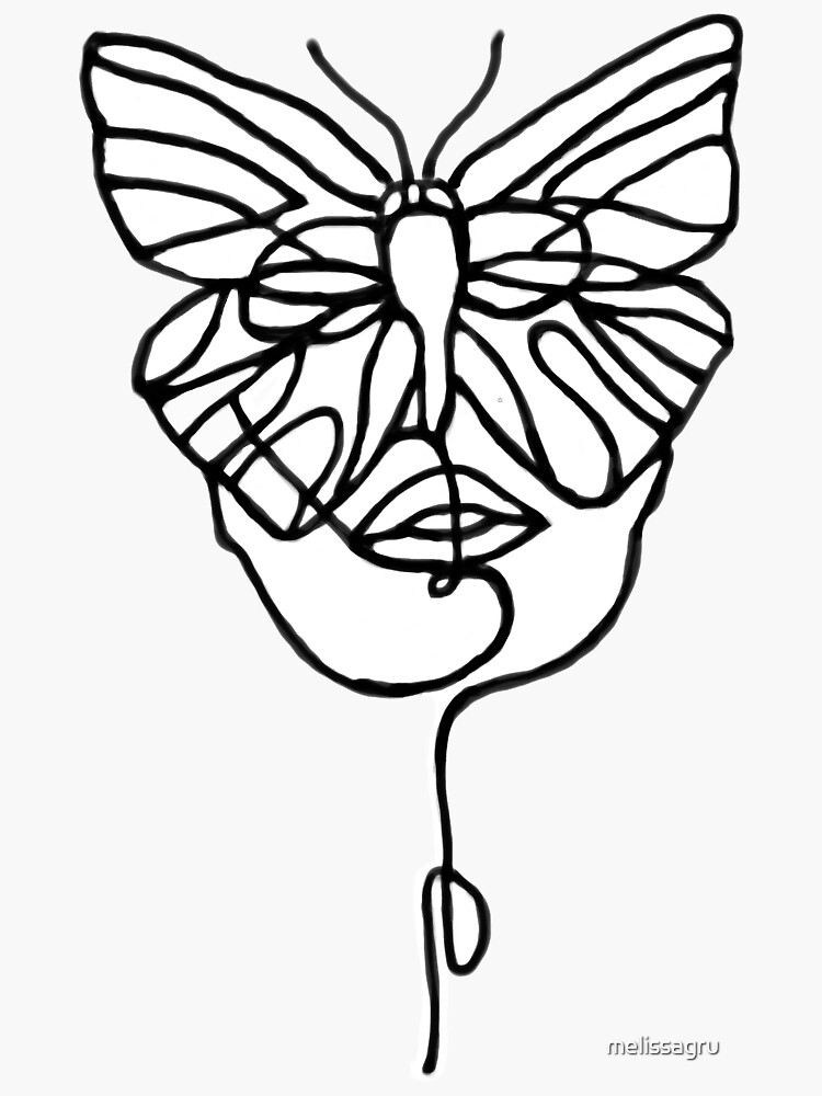 "Butterfly face outline" Sticker by melissagru Redbubble