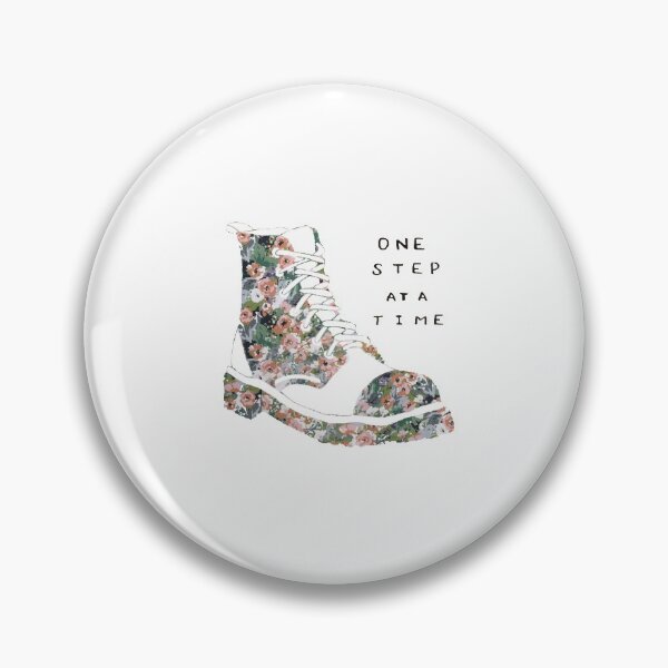 Item preview, One Step At A Time Inspirational Quote Floral Pink designed and sold by faithful-ink.