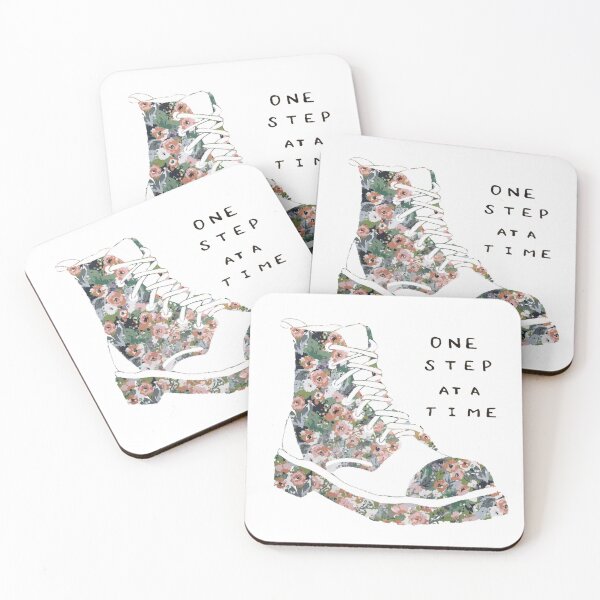 Item preview, One Step At A Time Inspirational Quote Floral Pink designed and sold by faithful-ink.