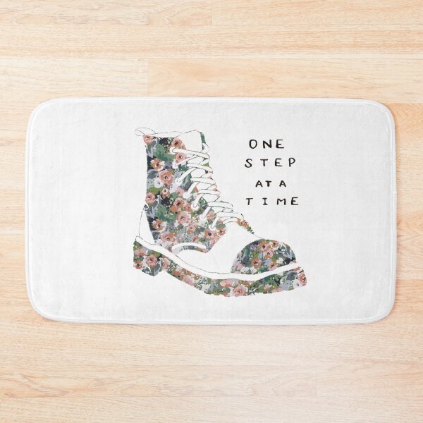 Item preview, One Step At A Time Inspirational Quote Floral Pink designed and sold by faithful-ink.
