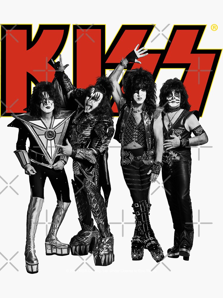 "Kiss Group Band Logo Full Yellow and Red" Sticker for Sale by