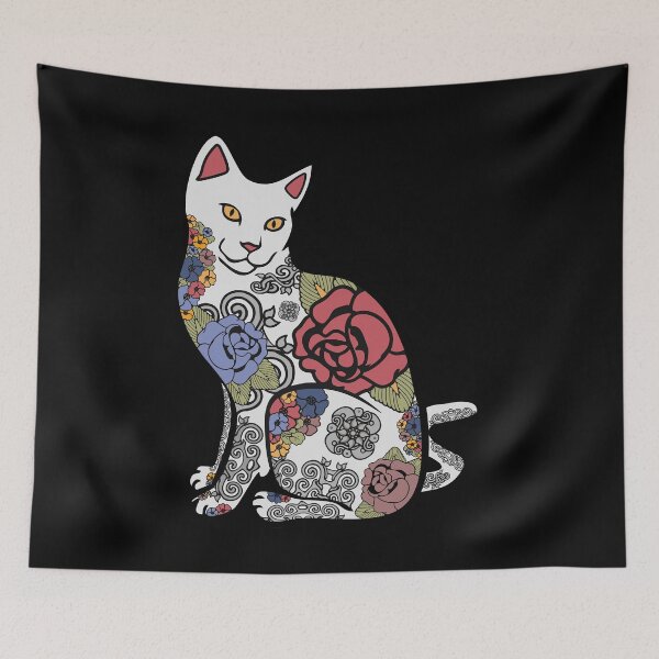 Item preview, Cat With Flower Tattoos designed and sold by Epitome Girl.