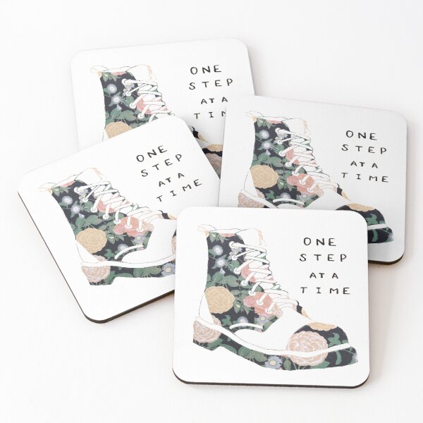 Item preview, One Step At A Time Inspirational Quote Floral designed and sold by faithful-ink.