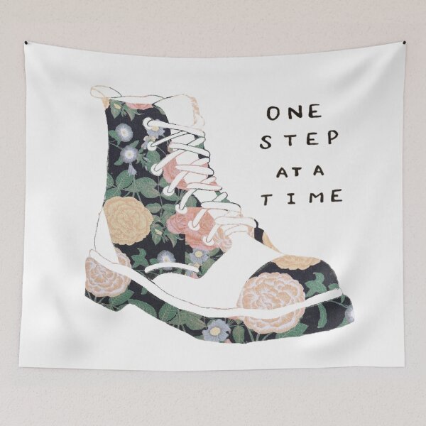 Item preview, One Step At A Time Inspirational Quote Floral designed and sold by faithful-ink.
