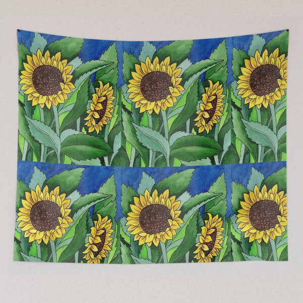 Item preview, Two Gorgeous Sunflowers Watercolor Painting Batik Silk Style  designed and sold by Irina Sztukowski.