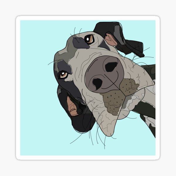 Great Dane In Your Face (teal) Sticker