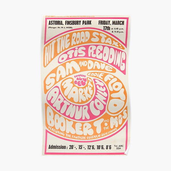 Otis Redding - Booker T And The MGs 1960s London Concert Poster Print. Poster
