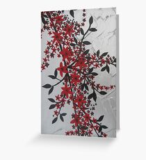 red, black, silver, grey, gray artistic flowers Greeting Card