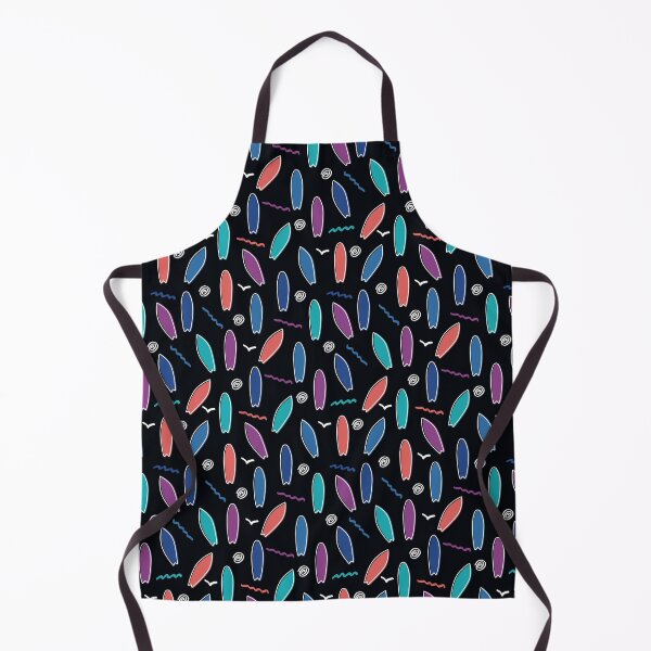 Item preview, Colorful surf boards doodle party on black pattern designed and sold by Elemesca.