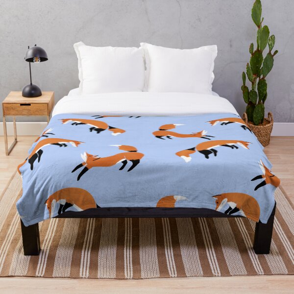 Item preview, Playful foxes in sky blue designed and sold by CoffeePandaArt.