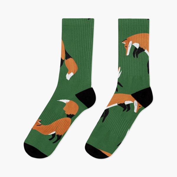 Item preview, Playful foxes in forest green designed and sold by CoffeePandaArt.