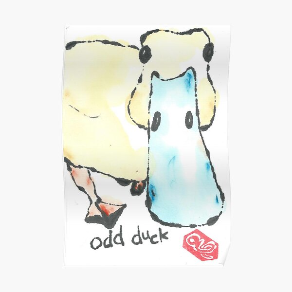 Odd duck, in blue Poster