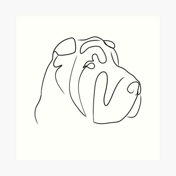 Aperçu de l'œuvre Dessin au trait Sharpei Dog créée et vendue par TailTrails.