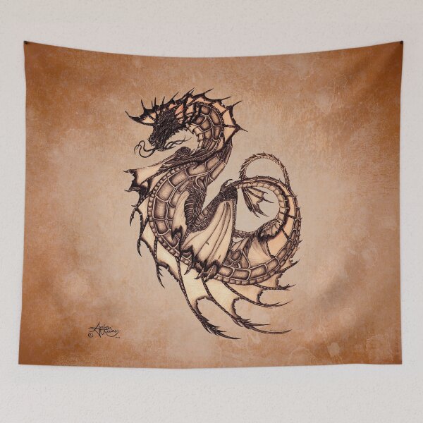 Item preview, "Tsunami" Sea Dragon, art by Amber Marine ~ (Amber Gem Version) ~ Graphite Illustration (Copyright 2005) designed and sold by Amber Marine ~ Wildlife Artist ~ © 2004-2021.