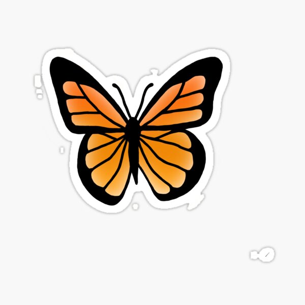 Cute Butterfly Orange Doodles Doodle Stickers | Redbubble