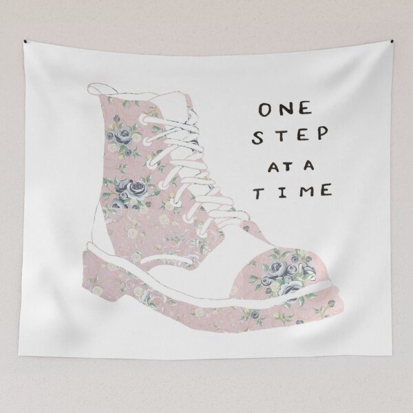 Item preview, One Step At A Time Inspirational Quote Floral designed and sold by faithful-ink.