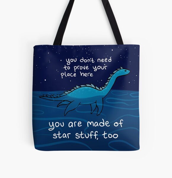 "You are Made of Star Stuff, Too" Plesiosaur Nessie All Over Print Tote Bag