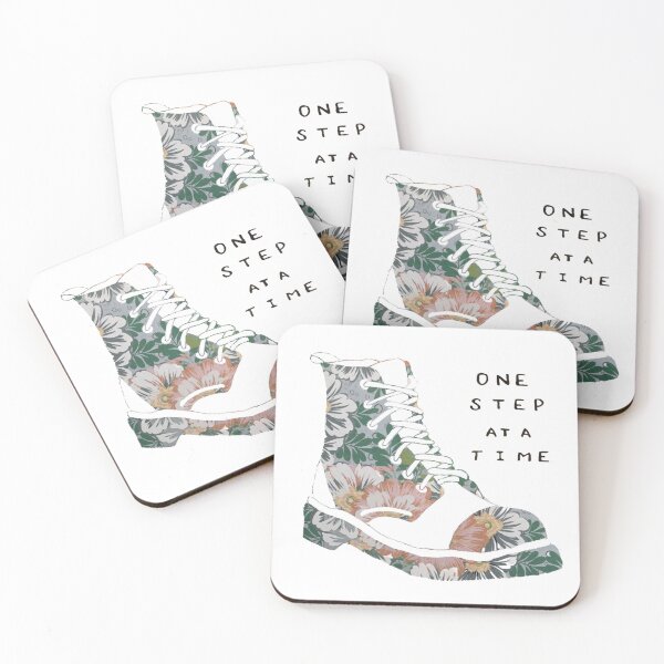 Item preview, One Step At A Time Inspirational Quote Floral designed and sold by faithful-ink.