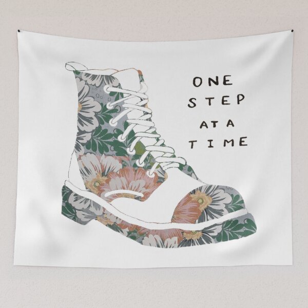 Item preview, One Step At A Time Inspirational Quote Floral designed and sold by faithful-ink.