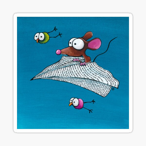 Mouse in a Paper Plane Sticker