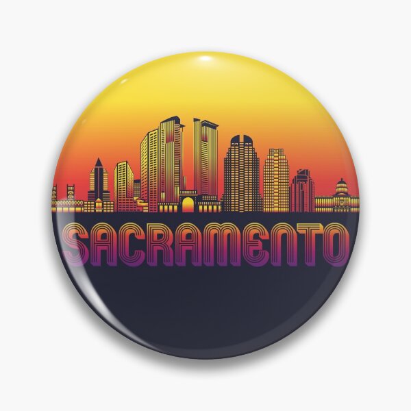 Item preview, Sacramento City Skyline with Retro Sunset designed and sold by CoolSilhouettes.