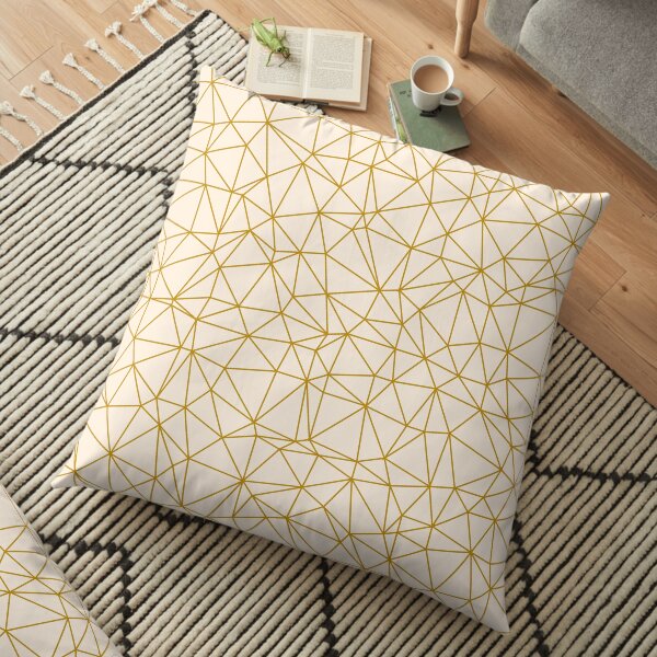 Minimal Wireframe Geometric Gold Pattern Floor Pillow