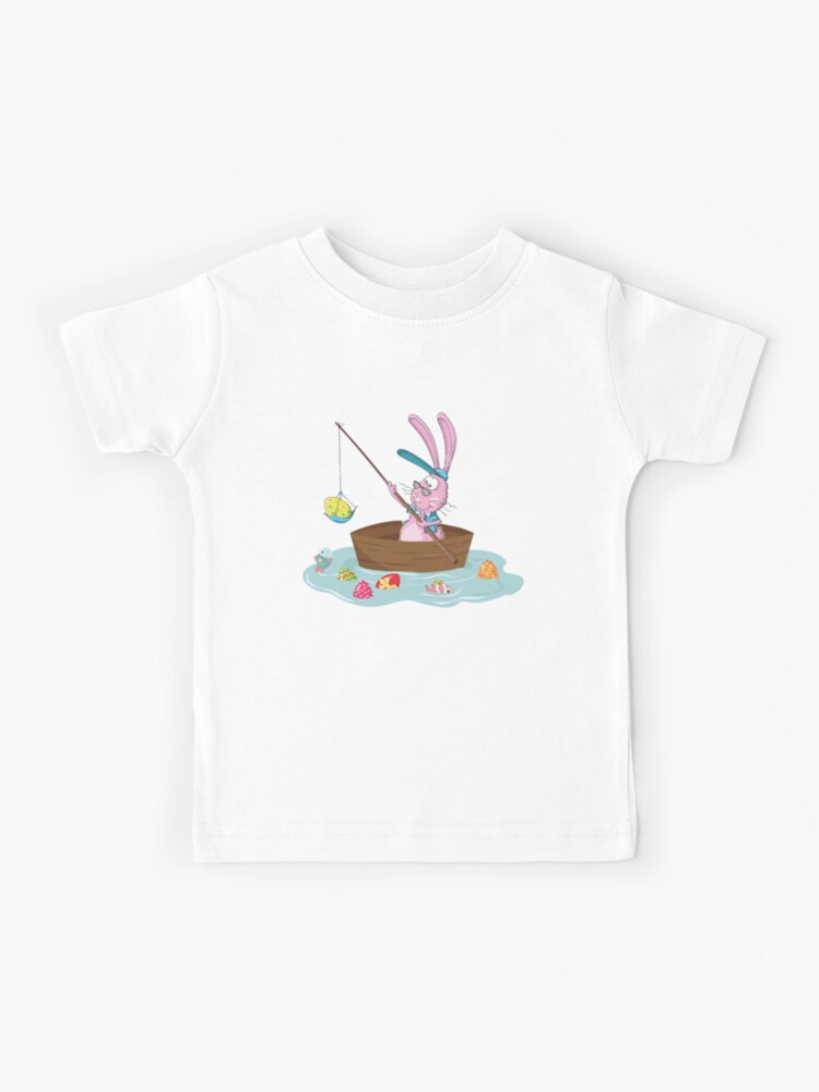 Funny Easter Bunny Fishing Egg Hunting - Easter Sunday Fun | Kids T-Shirt