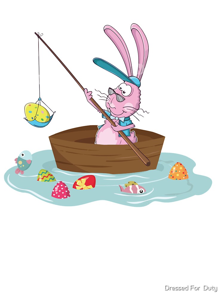 Funny Easter Bunny Fishing Egg Hunting - Easter Sunday Fun | Kids T-Shirt