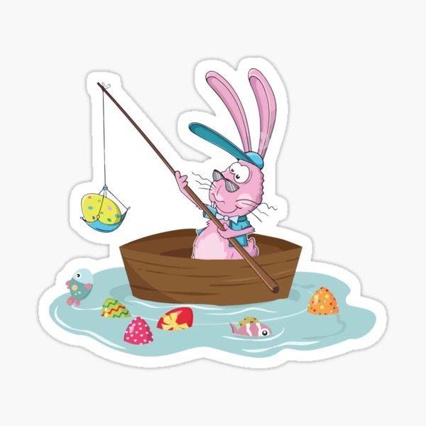 Funny Easter Bunny Fishing Egg Hunting - Easter Sunday Fun Sticker for  Sale by Dressed For Duty