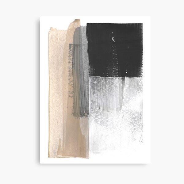 Beige and Grey Colorblock Textured Abstract Painting Canvas Print