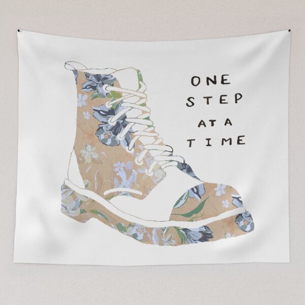 Item preview, One Step At A Time Inspirational Quote Floral designed and sold by faithful-ink.