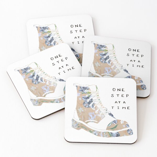 Item preview, One Step At A Time Inspirational Quote Floral designed and sold by faithful-ink.