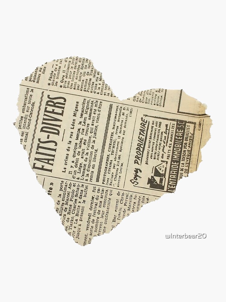 "Heart shaped newspaper " Sticker for Sale by wInterbear20 Redbubble