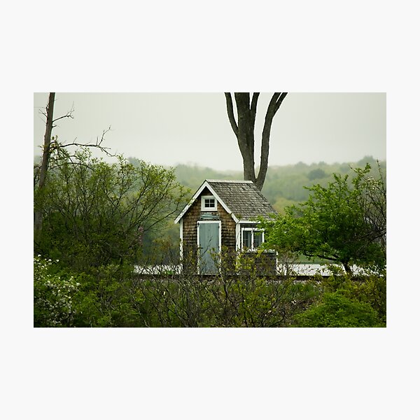 Cedar Shingled Shack By The Train Tracks and Bay Photographic Print