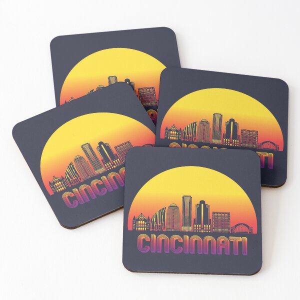 Item preview, Cincinnati City Skyline with Retro Sunset designed and sold by CoolSilhouettes.