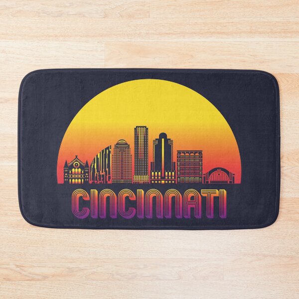 Item preview, Cincinnati City Skyline with Retro Sunset designed and sold by CoolSilhouettes.