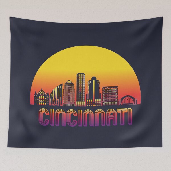 Item preview, Cincinnati City Skyline with Retro Sunset designed and sold by CoolSilhouettes.