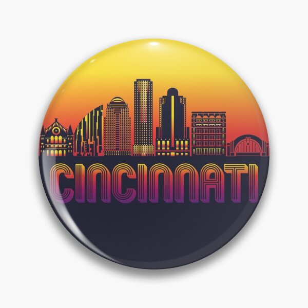 Item preview, Cincinnati City Skyline with Retro Sunset designed and sold by CoolSilhouettes.