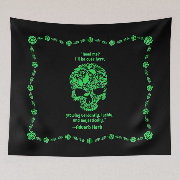 Item preview, Adverb Herb Green Skull designed and sold by GrammarDance.