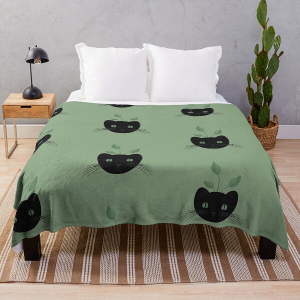 Item preview, Black Cat Green Eyes Leaves Nature designed and sold by mntdoodles.