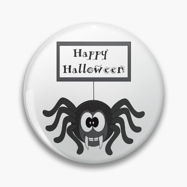 Item preview, Happy Halloween sign with dangling spider designed and sold by DoodleBugDigits.